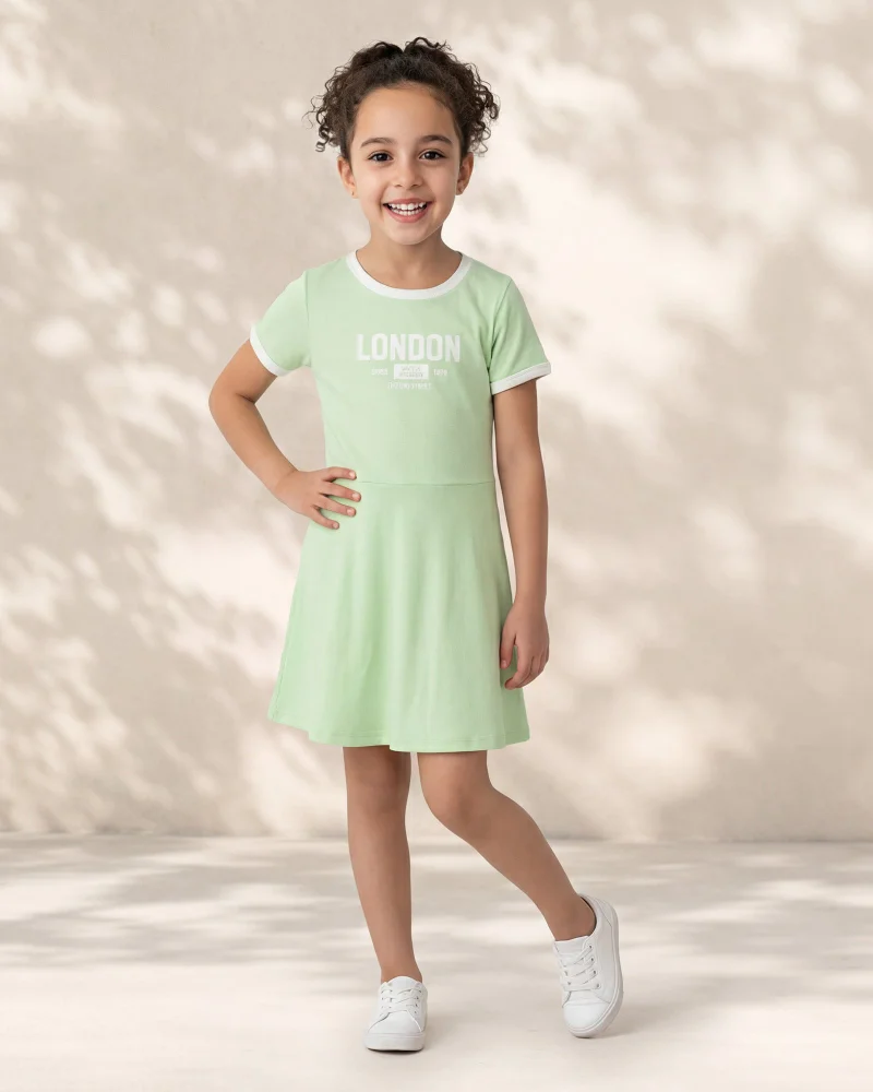 Redtag Girls Green London Printed Dress