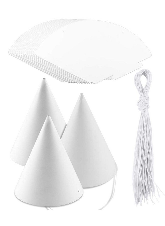 ويوكسبر 40 قطعة من قبعات الحفلات الورقية البيضاء لأعياد ميلاد الأطفال، أشغال يدوية مخروطية مزخرفة للبالغين، مستلزمات الهالوين - Image 1