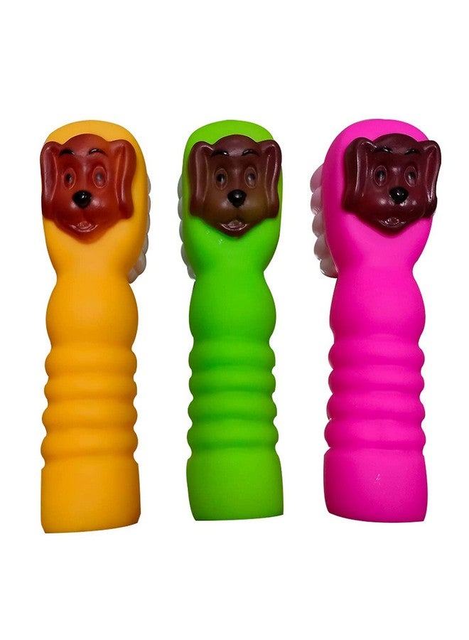 PET Combo Of 4 Soft Latex Rubber Interactive Squeaky Toys For Small Puppy- Ball, Slipper, Tooth Brush And Cookie  - Image 3
