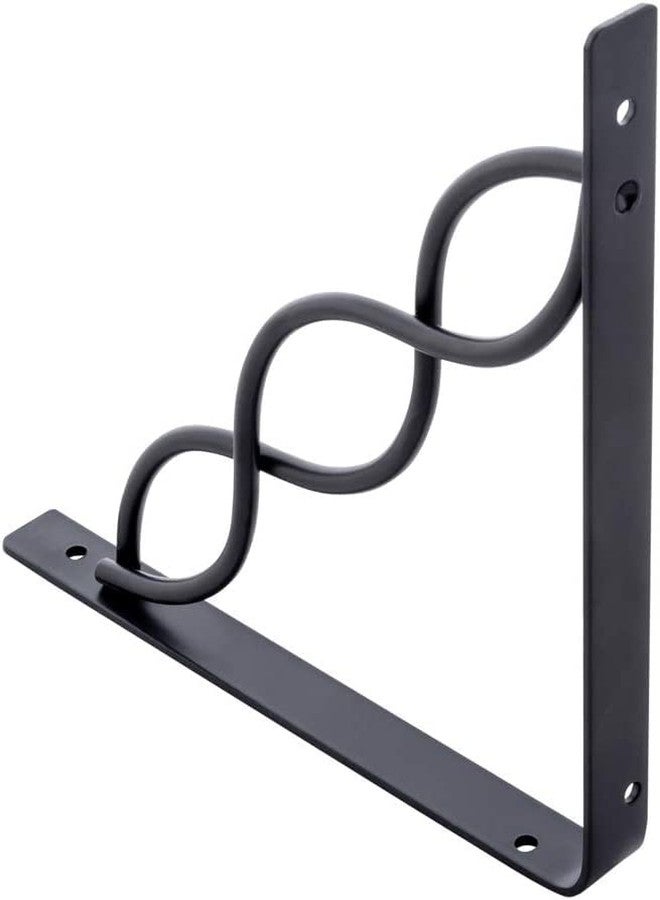 NAYAB Metal Heavy Duty Shelf Brackets & Supports L Angle Shape Corner Brace Joint Holder Home Improvement Hardware - 1 Pair (Double Wave Black) - Image 3