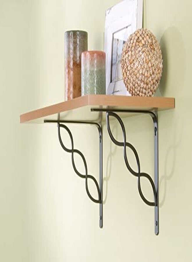 NAYAB Metal Heavy Duty Shelf Brackets & Supports L Angle Shape Corner Brace Joint Holder Home Improvement Hardware - 1 Pair (Double Wave Black) - Image 1