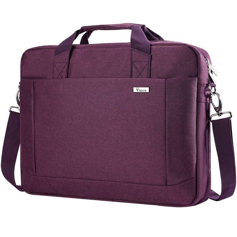 Voova Laptop Bag Case 17 17.3 Inch Computer Sleeve Messenger Bag with Shoulder Strap Expandable Waterproof Large Capacity Business Briefcase for Work Travel Fit 17-18 Inch Laptop, Women Lady-Purple - Image 1