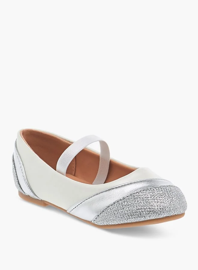Flora Bella By Shoexpress Girls Textured Ballerina Shoes with Elasticated Strap