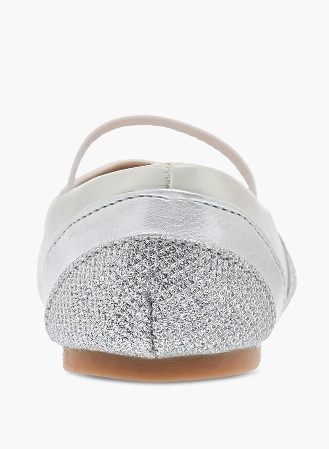 Flora Bella By Shoexpress Girls Textured Ballerina Shoes with Elasticated Strap