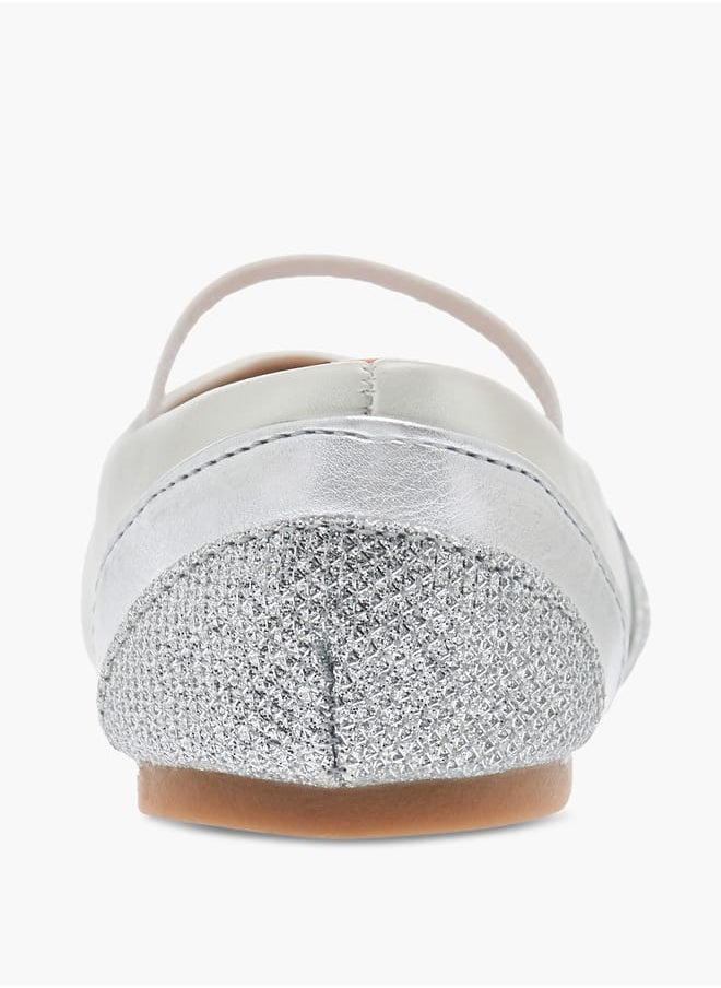 Flora Bella By Shoexpress Girls Textured Ballerina Shoes with Elasticated Strap  - Image 5