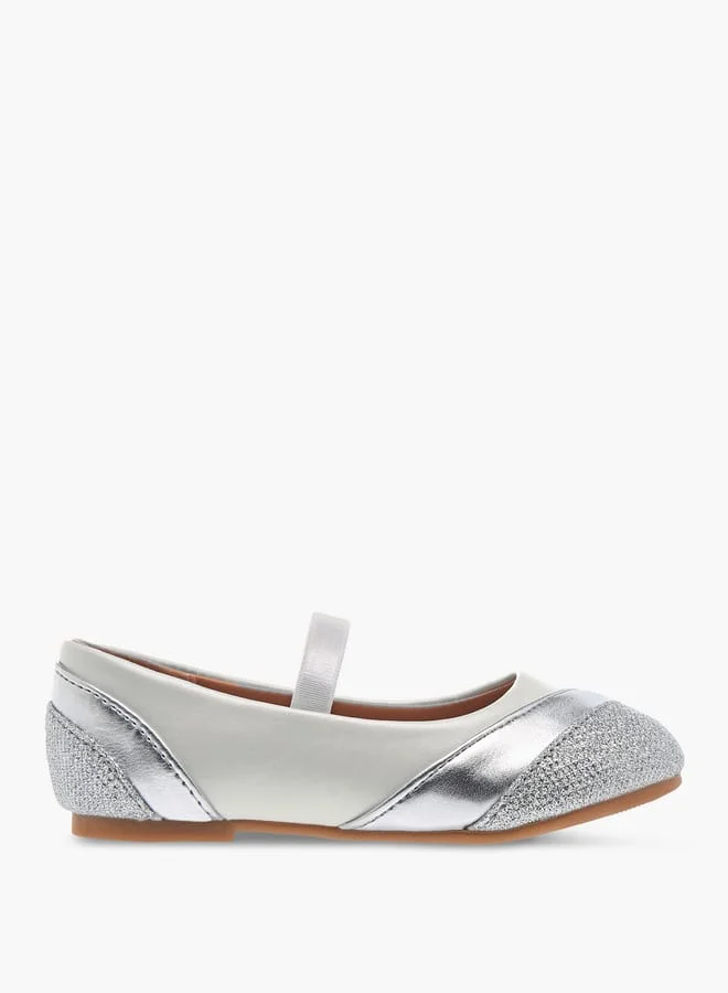Flora Bella By Shoexpress Girls Textured Ballerina Shoes with Elasticated Strap