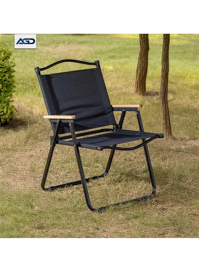 AGD Comfortable Folding Chair for Hiking, Camping, and Travel, Easy to Carry and Store, Black - Image 1