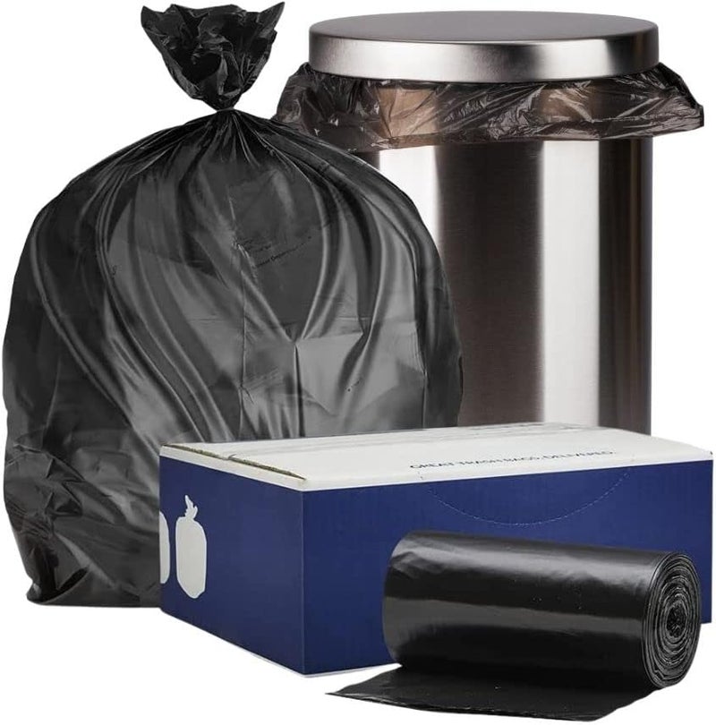 Plasticplace 12-16 Gallon Trash Count │ 0.8 Mil │ Black Garbage Can Liners │ 24" x 32" (500 Case), 24x32 Inch (Pack of 500) - Image 1