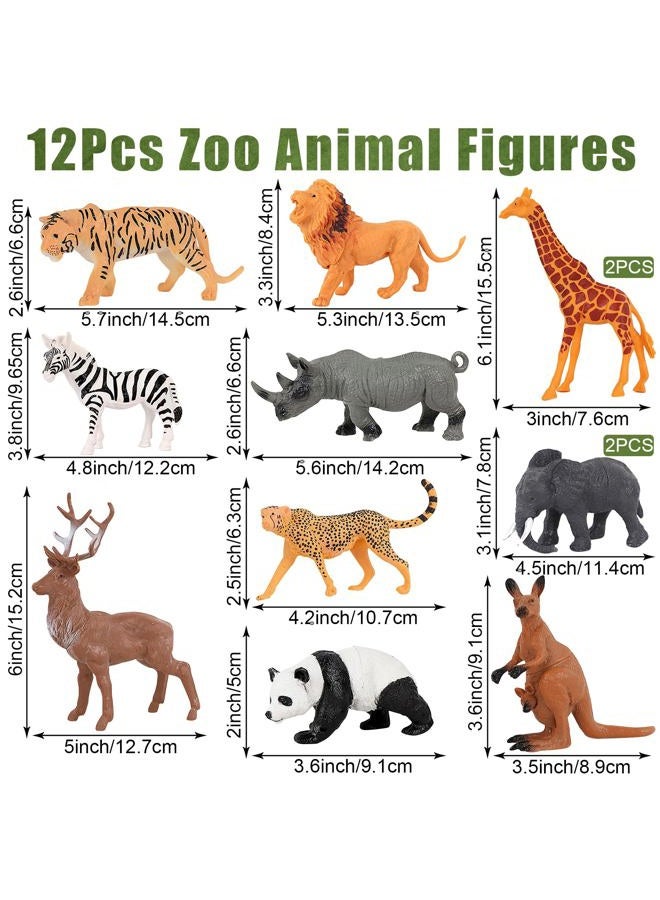 MASTRON Safari Animals Table Centerpieces - 6 Set of Jungle Animals Decorations Includes 12 Safari Zoo Animal Figures 6 Wood Slices 18 Tropical Palm Leaves for Baby Shower Birthday (Classic Animals) - Image 2