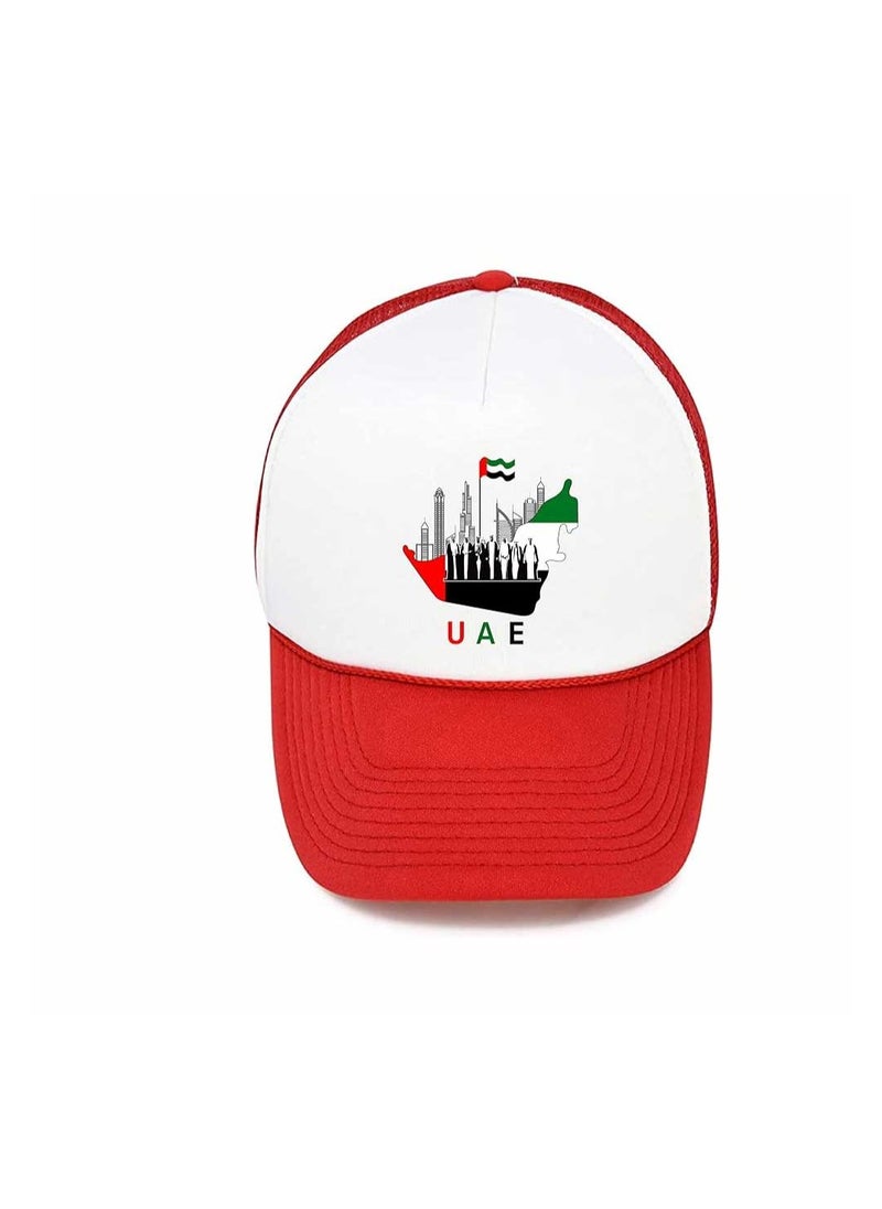 Generic UAE Celebrating National Day 5 panel truckers cap in polyester with adjustment plastic snap closure | Mesh Baseball Cap|Outdoor Fishing Hat | for Men and Women  - Image 1