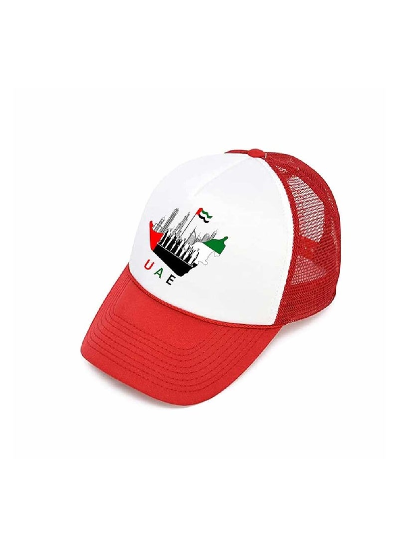 Generic UAE Celebrating National Day 5 panel truckers cap in polyester with adjustment plastic snap closure | Mesh Baseball Cap|Outdoor Fishing Hat | for Men and Women  - Image 2