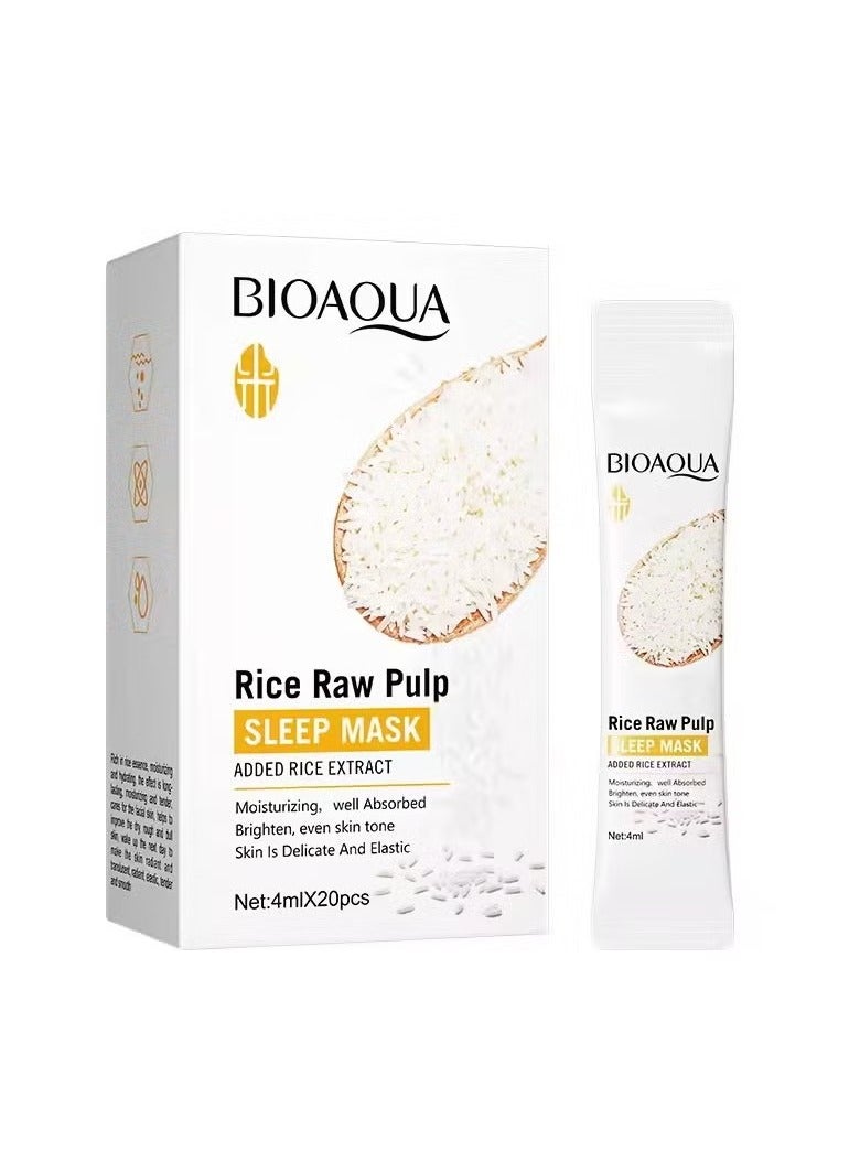 BIOAOUA 20pcs Rice Raw Pulp Sleeping Masks Brightening Firming Moisturizing Face Mask skincare Sleep Facial Masks - Image 1