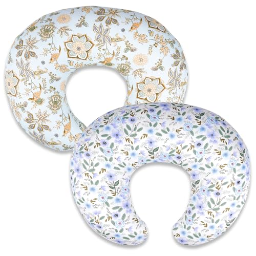 LLCJYYCY 2 Pack Nursing Pillow Covers Soft Breathable Cotton Fits Standard Breastfeeding Pillows Washable Hypoallergenic for Newborn Baby Girls BoysCover Only - Image 1