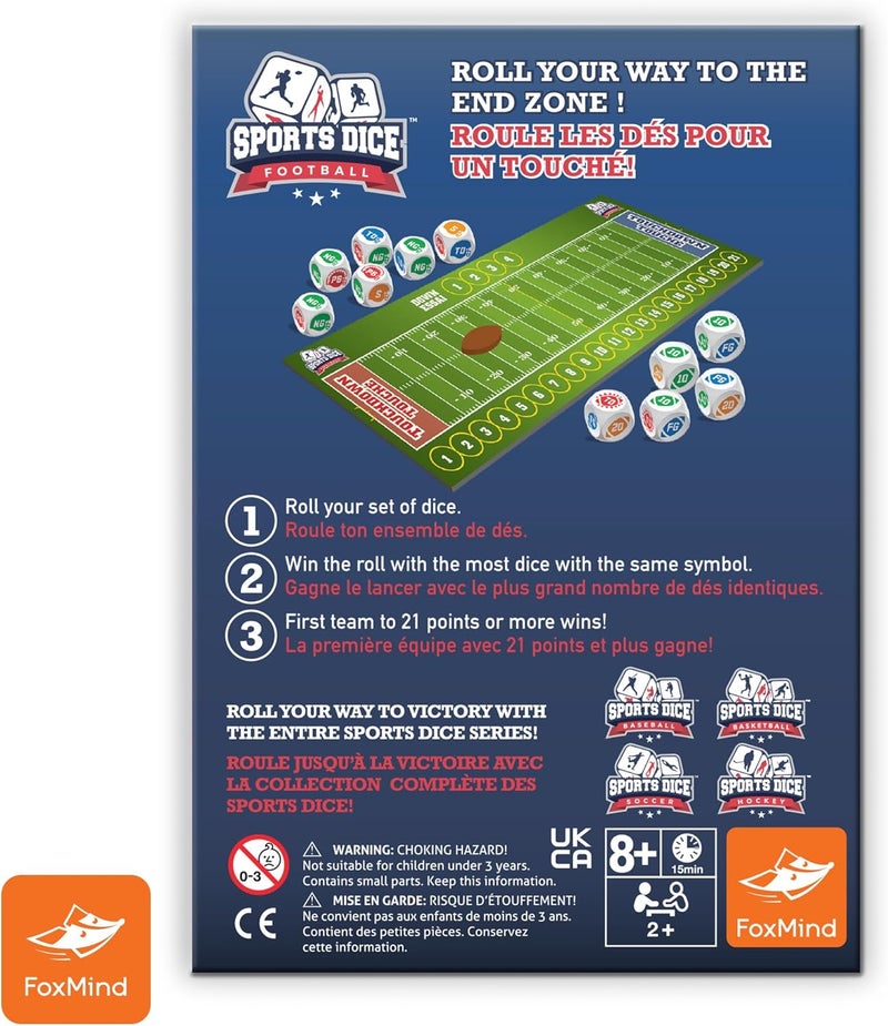 FoxMind Games: Sports Dice, Football, Roll Your Way to The End Zone, Easy to Learn, Fun to Play, Play with Up to 4 Players, for Ages 7 and up - Image 4