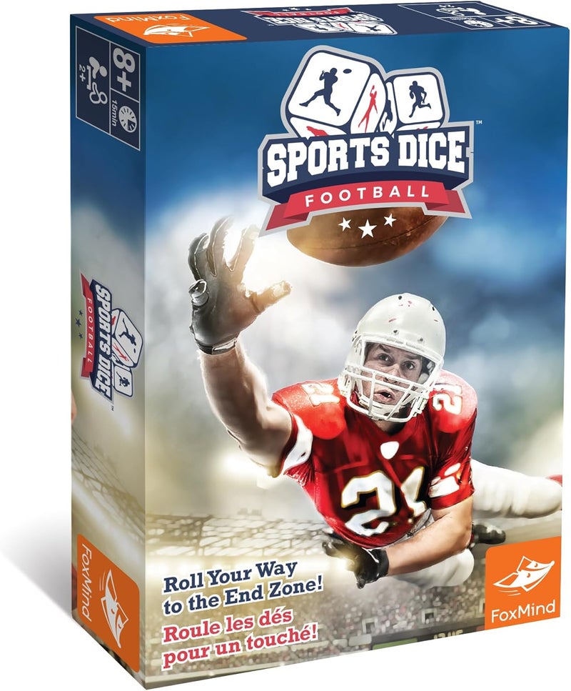 FoxMind Games: Sports Dice, Football, Roll Your Way to The End Zone, Easy to Learn, Fun to Play, Play with Up to 4 Players, for Ages 7 and up - Image 1