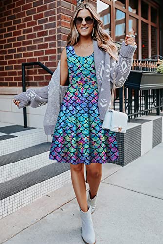 uideazone Womens Fish Scale Stylish Sleeveless Flare A-line Dress for Wedding Summer Casual Party - Image 3