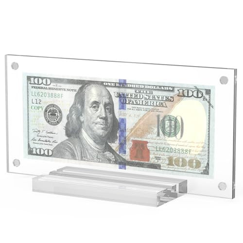 Yncotte Dollar Bill Frame 1 Pack Dollar Bill Holder Acrylic Money Case Dollar Frame Display DoubleSided Transparent for Collectors Currency Ticket Check Protector - Image 1