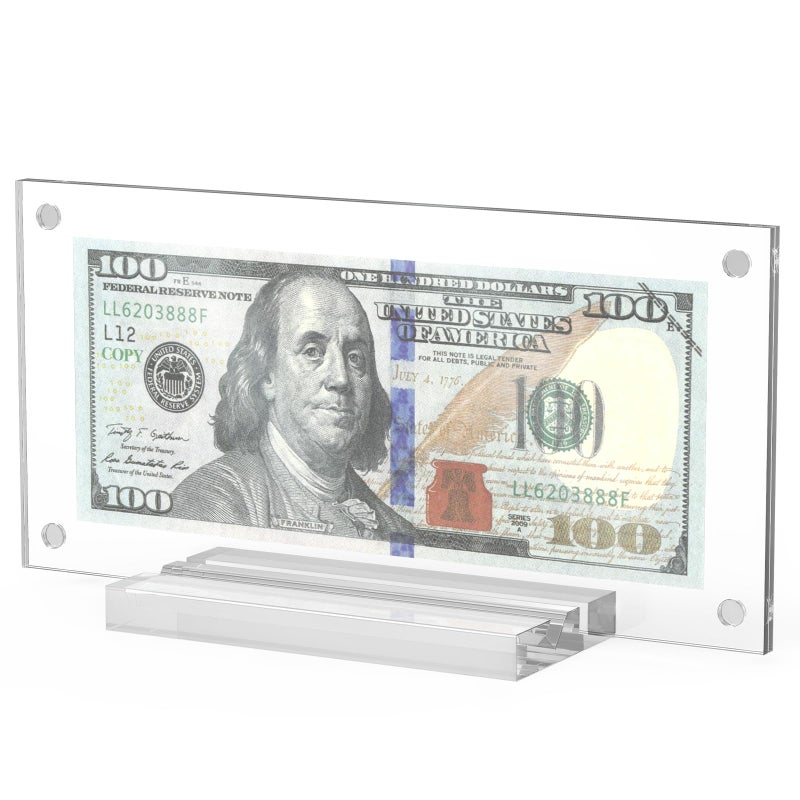 Yncotte Dollar Bill Frame 1 Pack Dollar Bill Holder Acrylic Money Case Dollar Frame Display DoubleSided Transparent for Collectors Currency Ticket Check Protector - Image 2