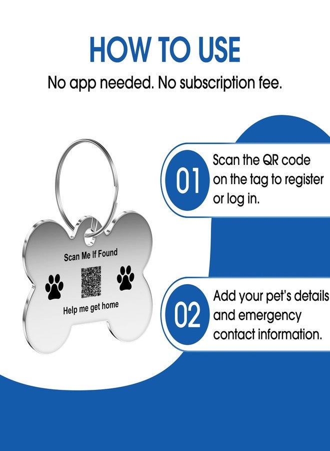 TechMark Stainless Steel Pet Tag | Easy-to-use Tag with QR Code | Modifiable Pet Online Profile | Emergency Contacts | No Subscription or Fees | Laser Engraved & Clear | Waterproof & Durable - Image 3