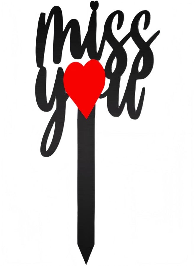 HPMAISON 11.8 Inches Metal Memorial Grave Marker "Miss You" Cemetery Decoration Stake Waterproof Garden Plaque Loss of Dad Mom Spouse Lover Relatives Family Members Gravesite Plaque Outdoors Lawn Yard Signs - Image 1