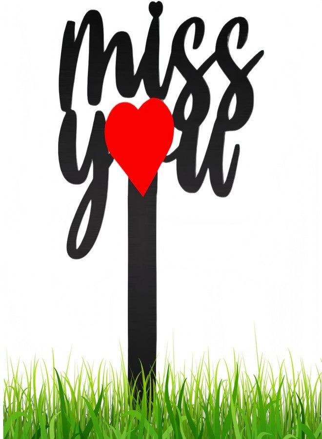 HPMAISON 11.8 Inches Metal Memorial Grave Marker "Miss You" Cemetery Decoration Stake Waterproof Garden Plaque Loss of Dad Mom Spouse Lover Relatives Family Members Gravesite Plaque Outdoors Lawn Yard Signs - Image 2