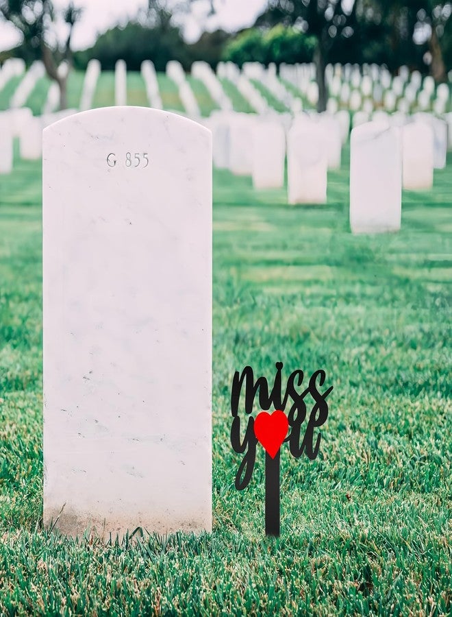 HPMAISON 11.8 Inches Metal Memorial Grave Marker "Miss You" Cemetery Decoration Stake Waterproof Garden Plaque Loss of Dad Mom Spouse Lover Relatives Family Members Gravesite Plaque Outdoors Lawn Yard Signs - Image 4