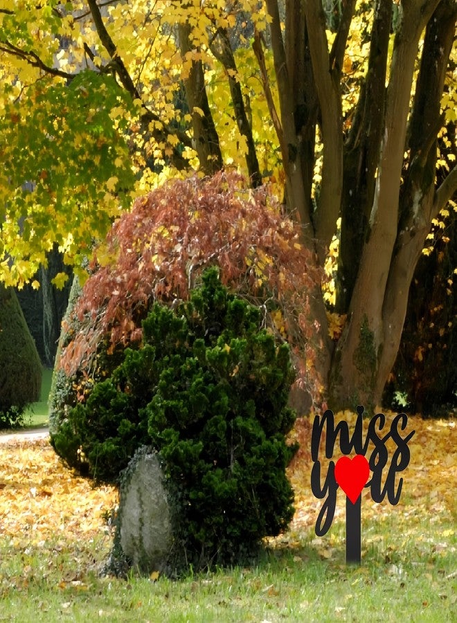 HPMAISON 11.8 Inches Metal Memorial Grave Marker "Miss You" Cemetery Decoration Stake Waterproof Garden Plaque Loss of Dad Mom Spouse Lover Relatives Family Members Gravesite Plaque Outdoors Lawn Yard Signs - Image 5