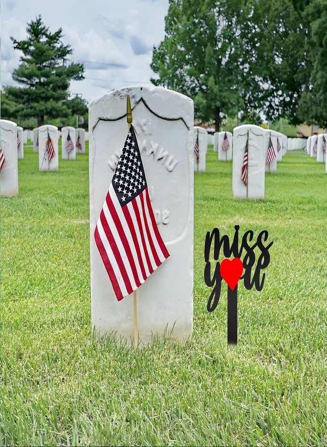HPMAISON 11.8 Inches Metal Memorial Grave Marker "Miss You" Cemetery Decoration Stake Waterproof Garden Plaque Loss of Dad Mom Spouse Lover Relatives Family Members Gravesite Plaque Outdoors Lawn Yard Signs - Image 3