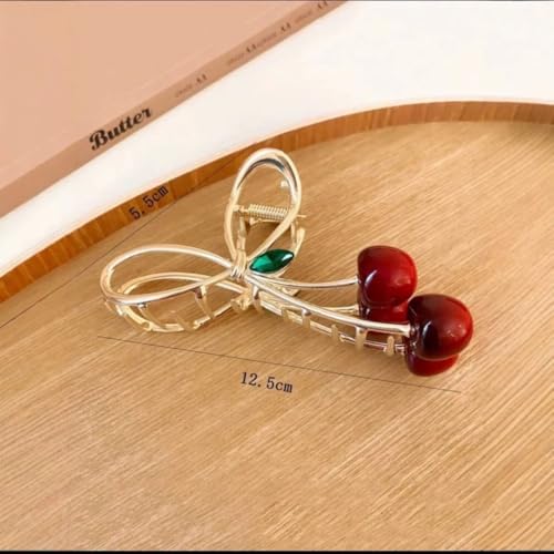 GEOCARTER Metal Hair Clutcher- Stylish Clips for Girls, Flower Claw Clip, Claw Clips for Women Aesthetic, Fancy Hair Clips for Women, Hair Clutch, Clutchers for Hair, Pack of 2 ((Black+ Gold) Cherry) - Image 5