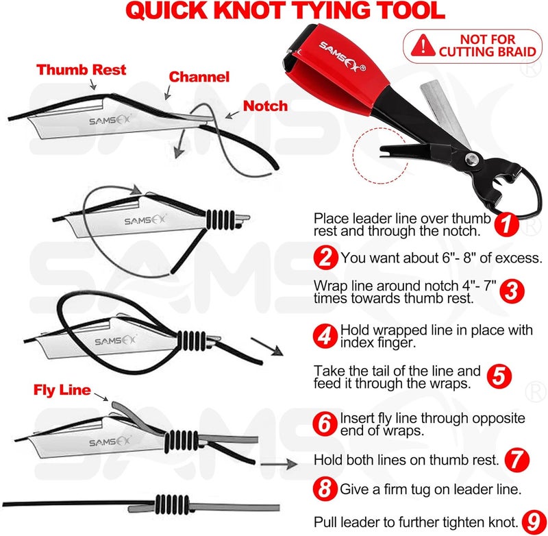 SAMSFX Aluminum Fishing Pliers Hook Remover Braid Line Cutter with Coiled Lanyard, Fly Fishing Knot Tying Tool & Retractors - Image 5