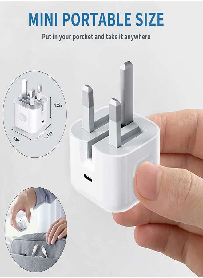 أسبور شاحن سريع بقوة 20 واط للآيفون | شاحن حائط USB C سريع متوافق مع iPhone 15 / 14 / 14 Pro / 14 Pro Max / 13 / 12 / SE2020 / 11 / XR / XS Max / X / iPad  - Image 4