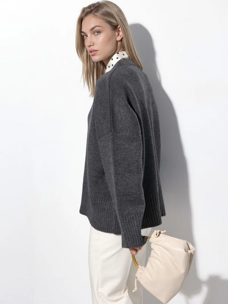 HICCUP Oversized Crew Neck Knit Sweater