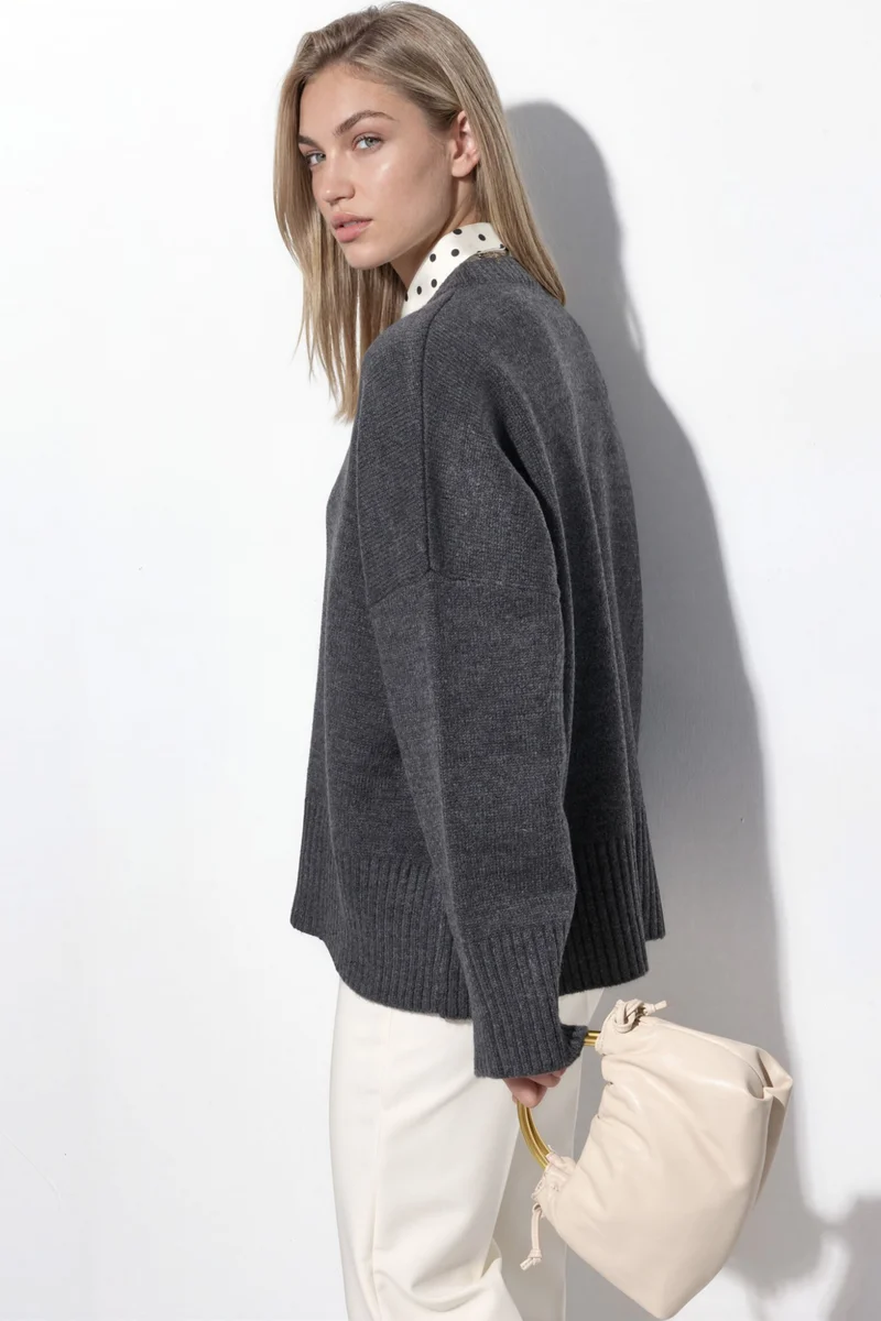 هيكاب Oversized Crew Neck Knit Sweater