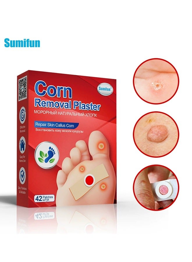 Sumifun 42 Pack Corn Removal Plaster, Foot Ding Plantar Wart Foot Co Cream, Gentle and Painless Corn Care Mat, Effective Treatment for Corns, Calluses, and Dead Skin  - Image 2