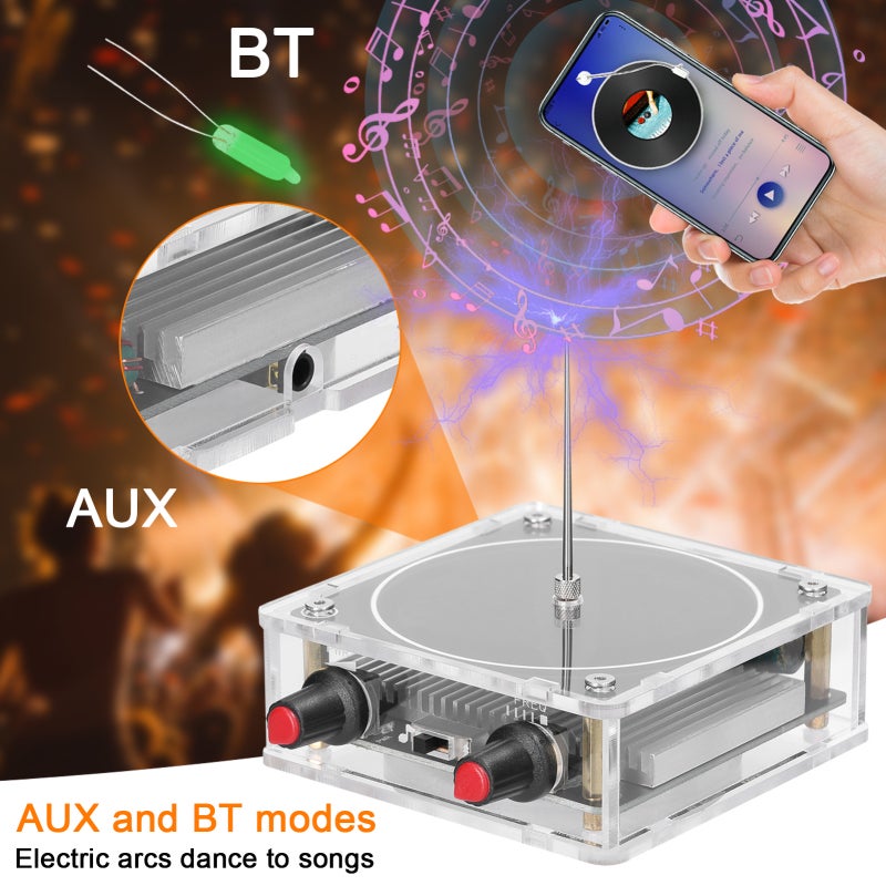 Tesla Coil Music Box: Portable Touchable Electric Arc Audio With Adjustable Arc Length Frequency, AUX BT Modes - High-Frequency Arc Gas Lamp Igniter for Music Lovers Science Enthusiasts Students - Image 3