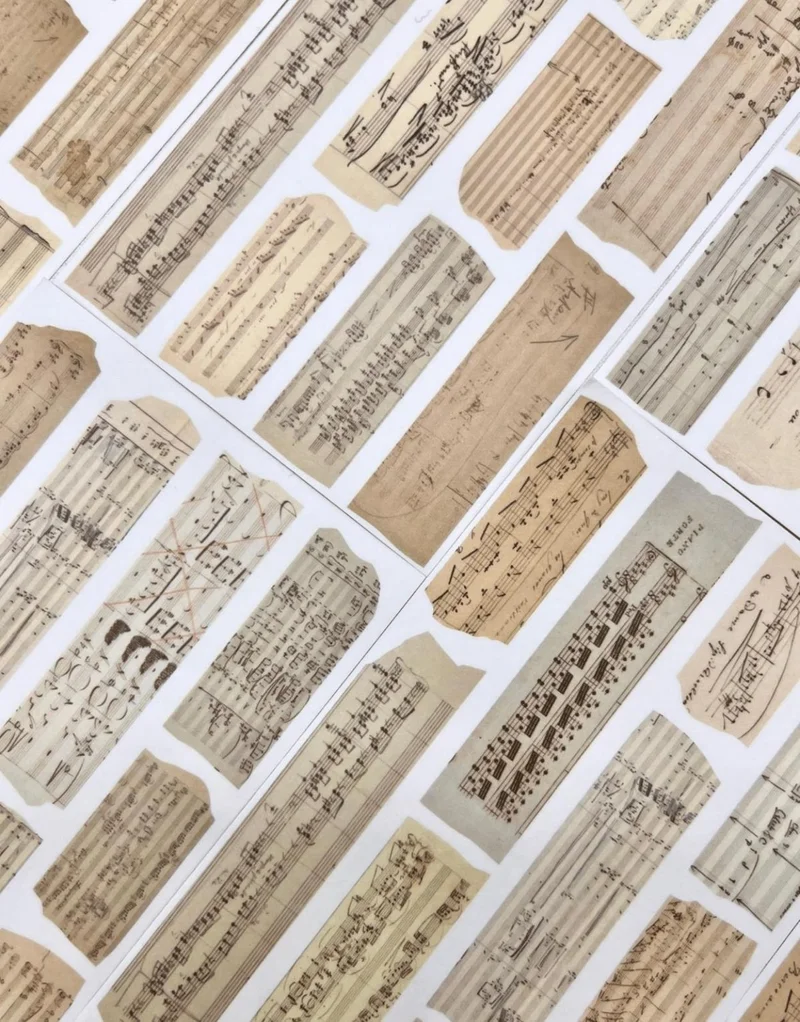 Kağıt Gemi Dükkan Paper Ship Shop Vintage Old Letters Music Note Patterned 20 Sheets Notebook Sticker / Decal / Bullet Journal