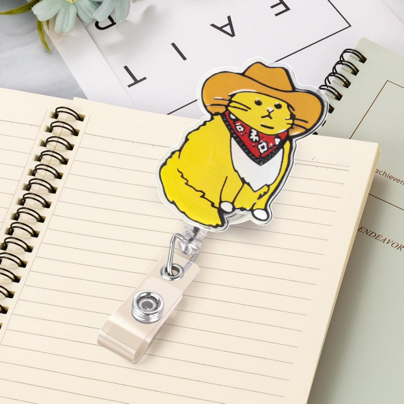ITOKEY Cowboy Cat Badge Reel, Funny Badge Holder, Cute Nurse Name Tag with Retractable Clip, Medical Worker ID Card Holders, Pediatric Nursing Accessories for Nurse Doctor Student Teacher Office - Image 4