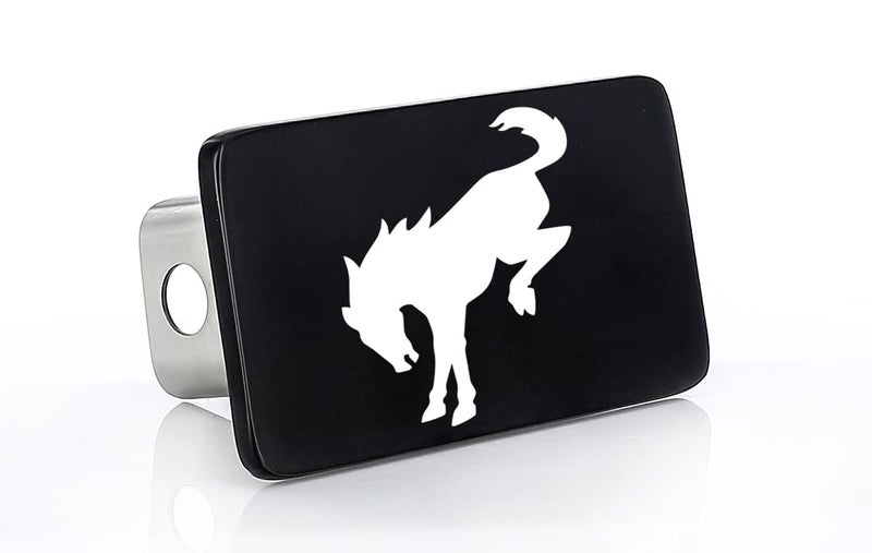 Ford Bronco Horse Logo Black Rectangular Trailer Tow Hitch Cover Plug 2 Inch Post