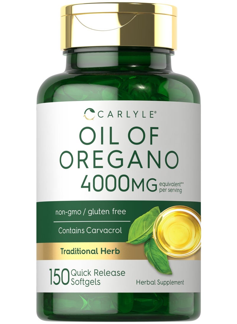 كارلايل زيت الأوريجانو 4000 ملجم | 150 كبسولة جيلاتين ناعمة | تركيبة عالية القوة غنية بالكارفاكرول | خالٍ من الغلوتين وغير معدل وراثياً - Image 1