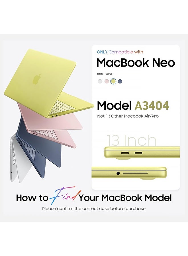 أو أوزون Slim Rubberized Matte Case Compatible with MacBook Neo Case 13 inch 2026 Release Model (A3404) – Hard Shell Case with Keyboard Cover & Screen Protector, Grey - Image 2