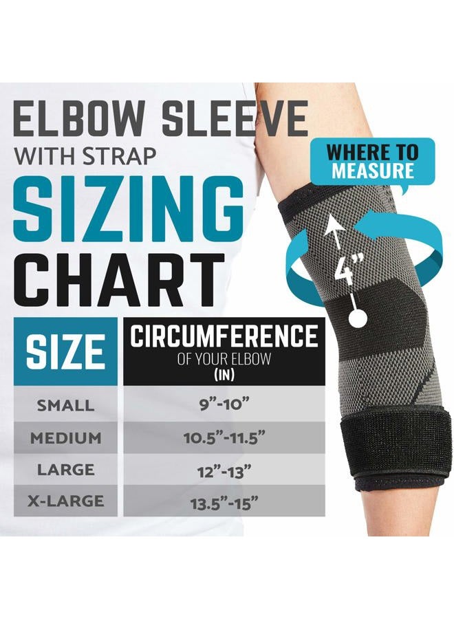 Bodyprox Elbow Brace with Strap for Tendonitis 2 Pack, Tennis Elbow Compression Sleeves, Golf Elbow Treatment - Image 2
