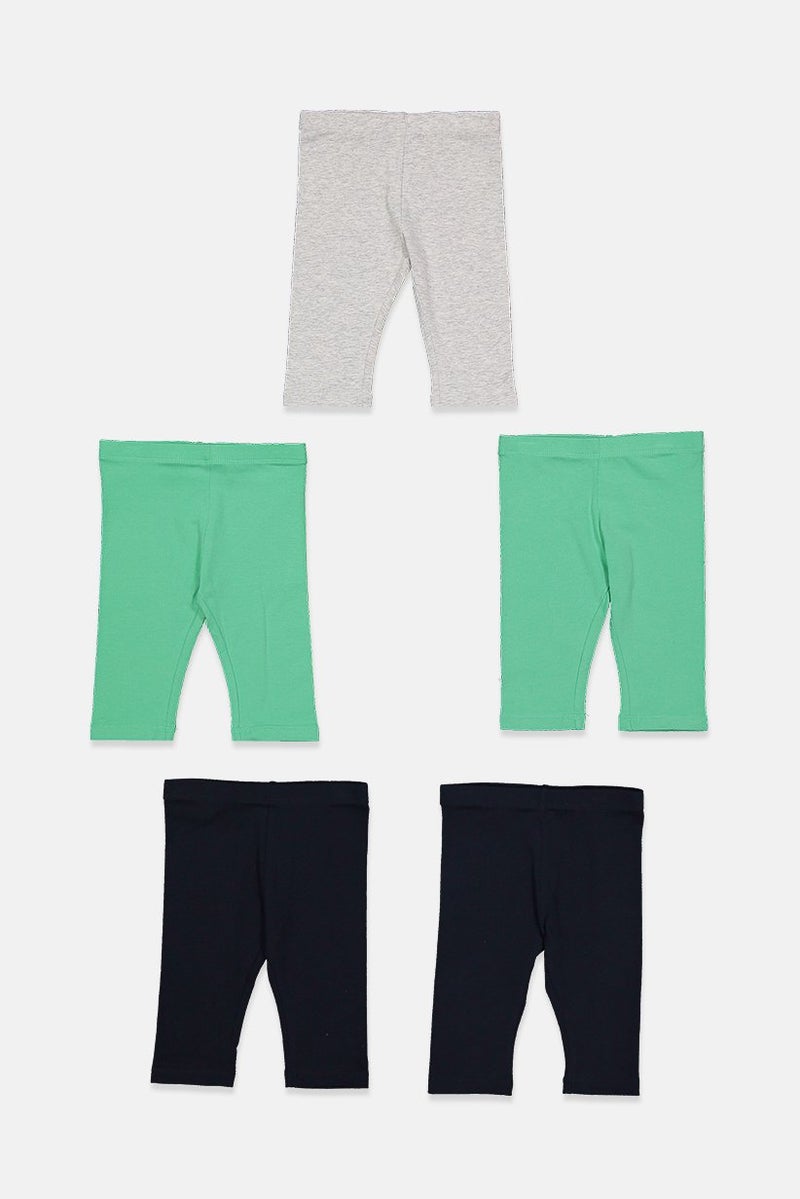 Tchibo Toddlers Girl 5 Pcs Leggings, Navy Blue and Grey and Green - Image 3