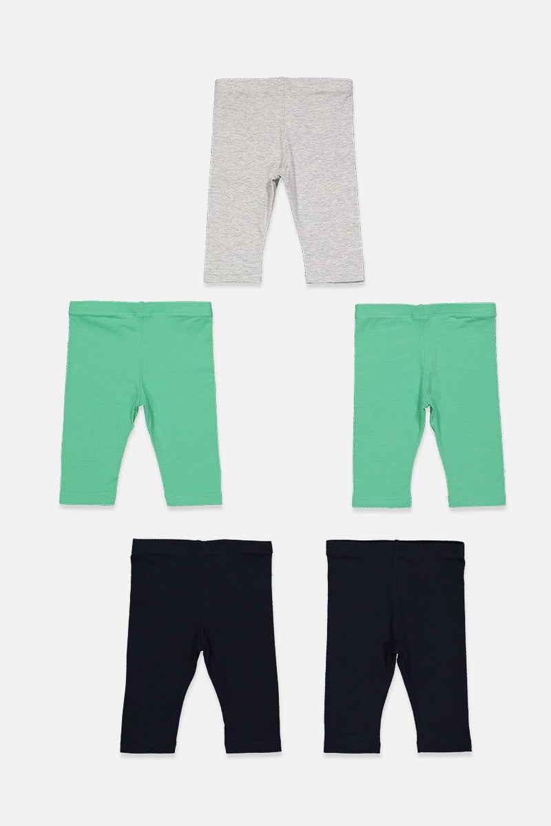 Tchibo Toddlers Girl 5 Pcs Leggings, Navy Blue and Grey and Green - Image 2