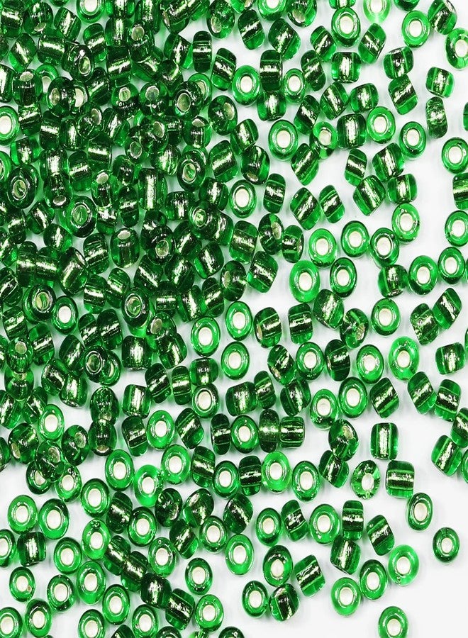 VOOMOLOVE Bulk Seed Beads 110 Grams About 1600pcs, 4mm 6/0 Green Glass Craft Beads for Making Earrings, Bracelets, Pendants, Waist Jewelry,DIY Handmade Seed Beads（Green Silver Core） - Image 1