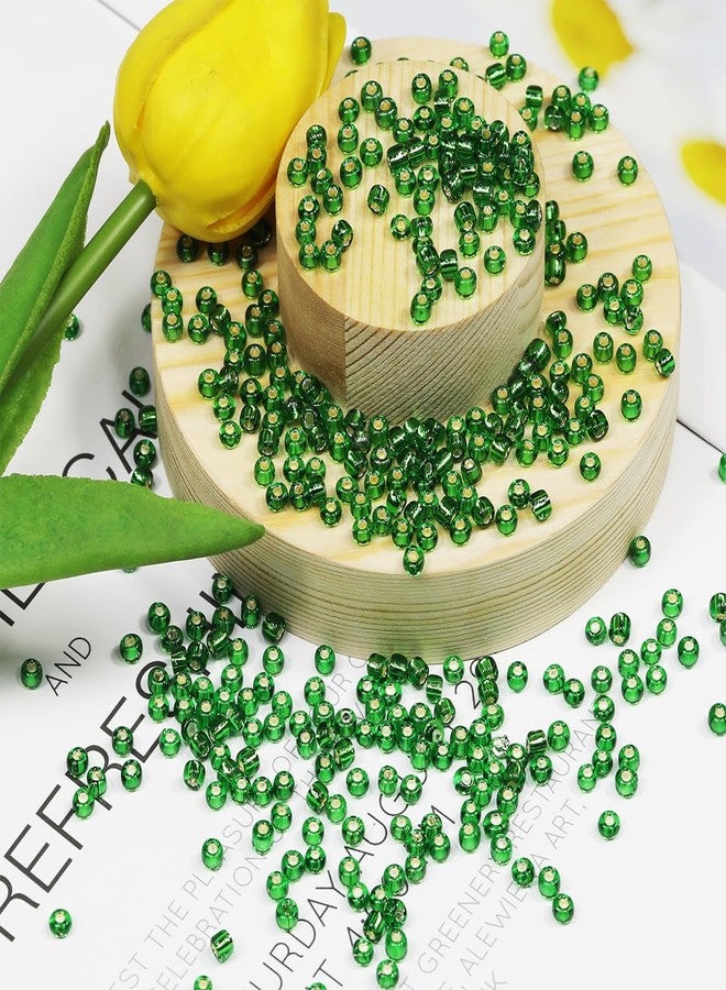 VOOMOLOVE Bulk Seed Beads 110 Grams About 1600pcs, 4mm 6/0 Green Glass Craft Beads for Making Earrings, Bracelets, Pendants, Waist Jewelry,DIY Handmade Seed Beads（Green Silver Core） - Image 2