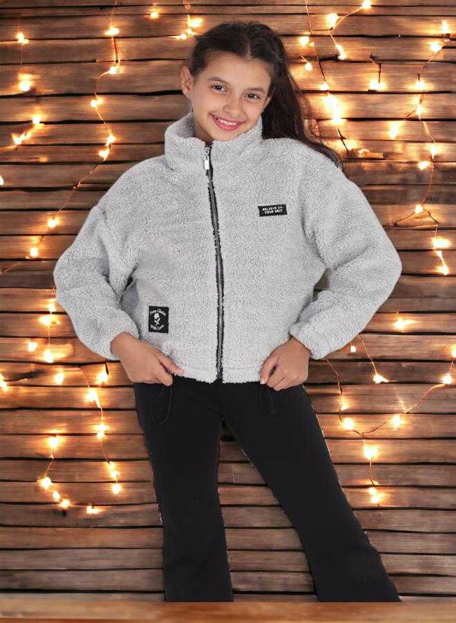 Girls' 8-Year-Olds Sweater with Fur, Winter 2024 Trends, High-Quality Fabric, Ultra-Soft Materials, Printed in Attractive Colors