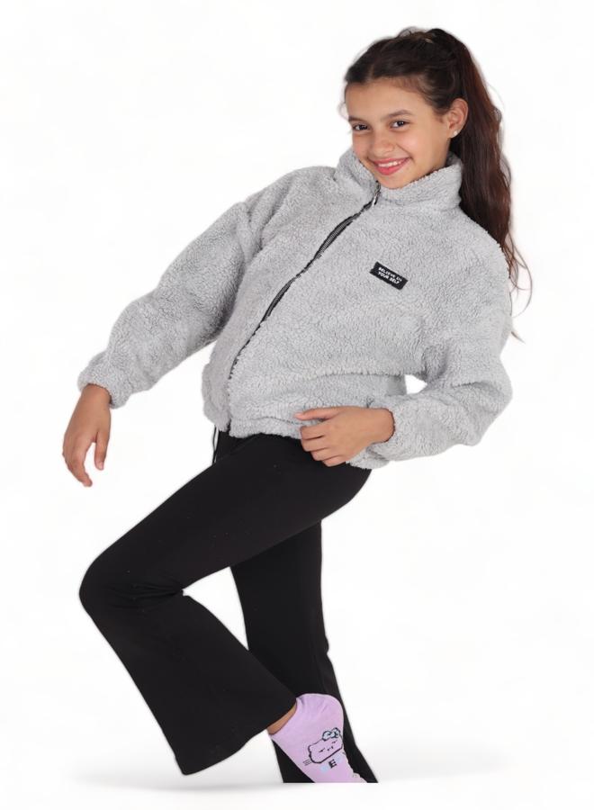 Girls' 8-Year-Olds Sweater with Fur, Winter 2024 Trends, High-Quality Fabric, Ultra-Soft Materials, Printed in Attractive Colors