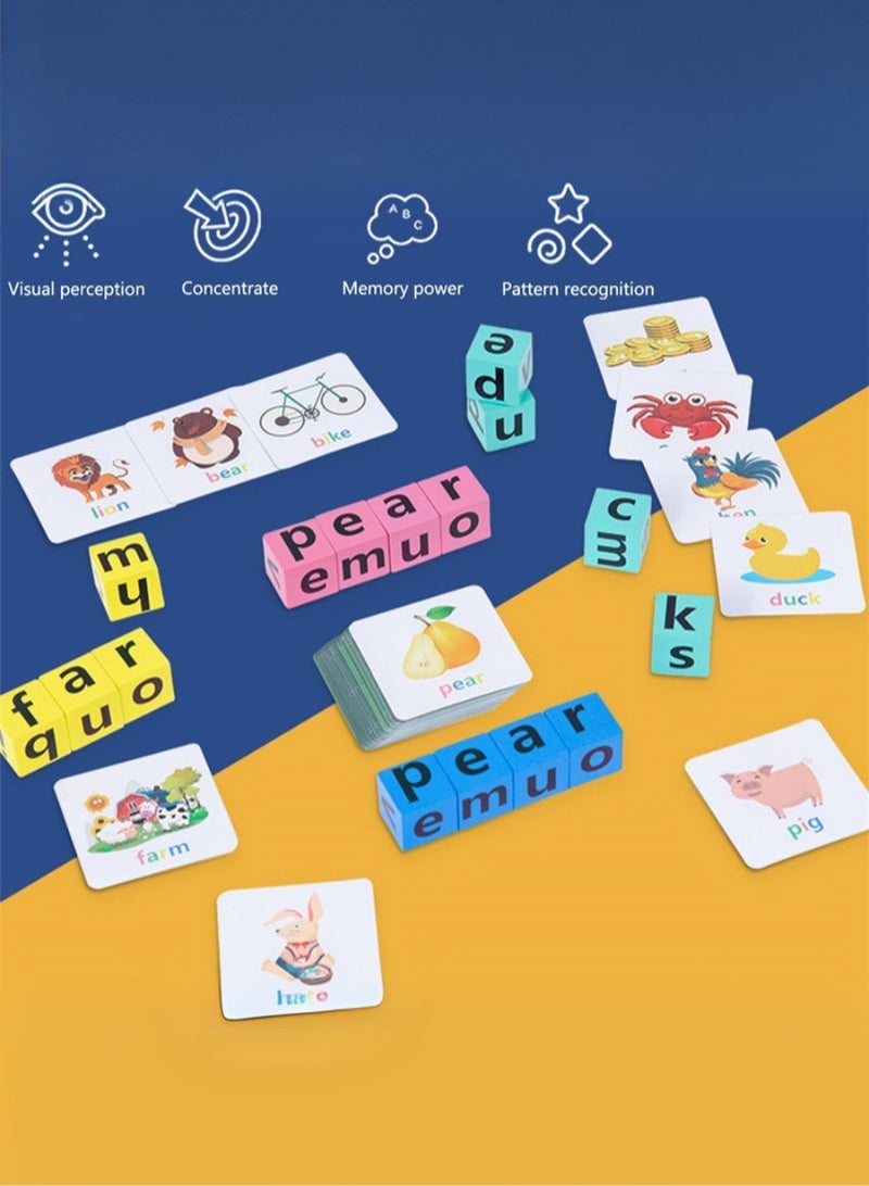 Beauenty Wooden Spelling Word Game for Kids – Educational Alphabet Matching Toy with Letter Cubes and Word Cards – Fun Cognitive Development Game for Preschool and Early Learning – Safe and Colorful Gift for - Image 5