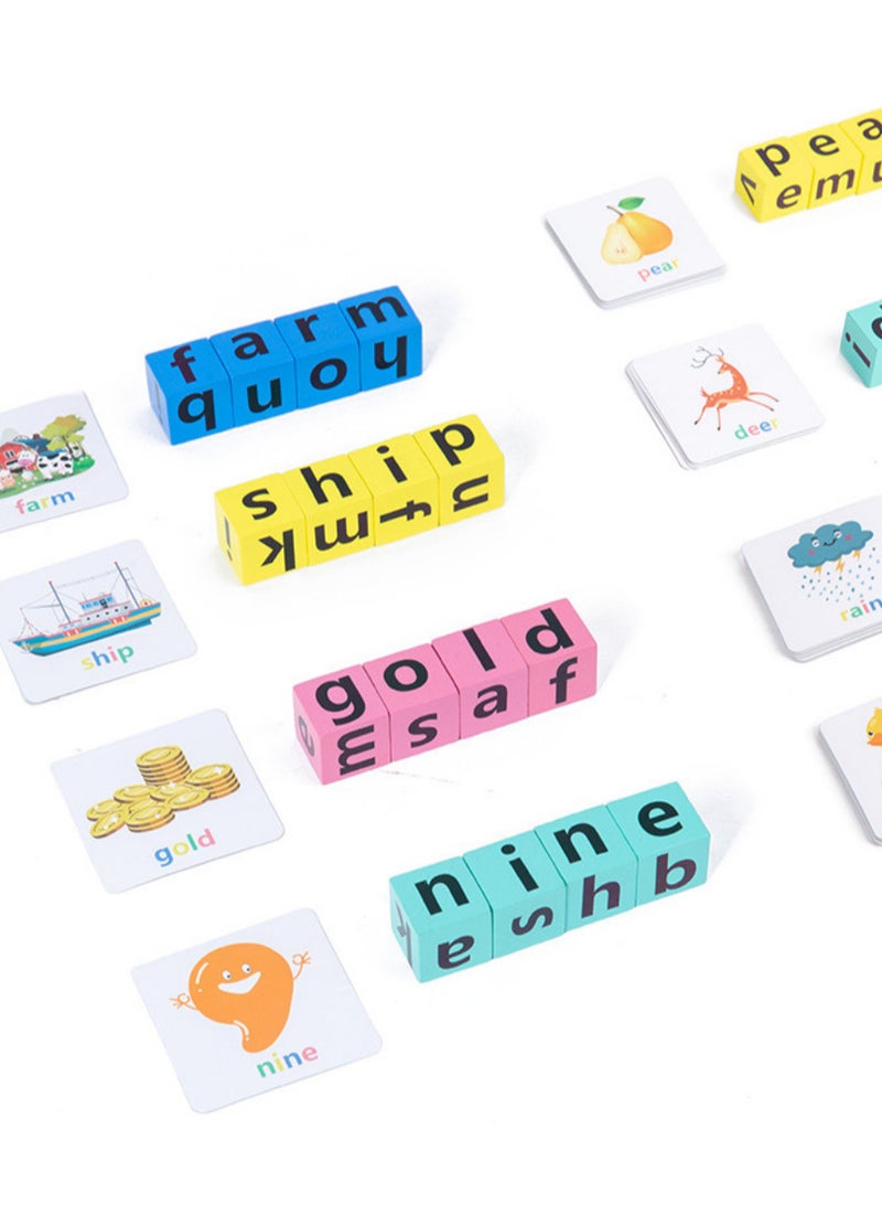 Beauenty Wooden Spelling Word Game for Kids – Educational Alphabet Matching Toy with Letter Cubes and Word Cards – Fun Cognitive Development Game for Preschool and Early Learning – Safe and Colorful Gift for - Image 4