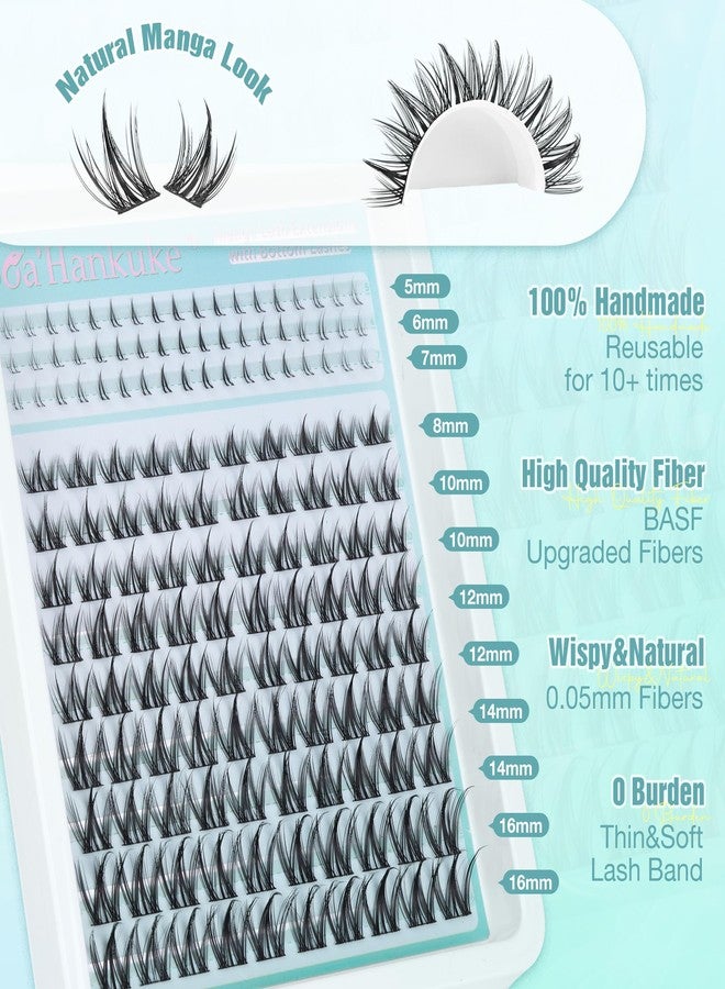 Boahankuke Manga Lash Clusters Kit Fairy Lash Extension Kit 144PCS Wispy Eyelash Extension Kit with Bottom Lashes Anime Eyelash Clusters Kit Natural Individual Lashes with 2-IN-1 Lash Glue and Lash Tweezers - Image 3